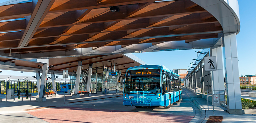 Viva bus driving in Cornell Bus Terminal