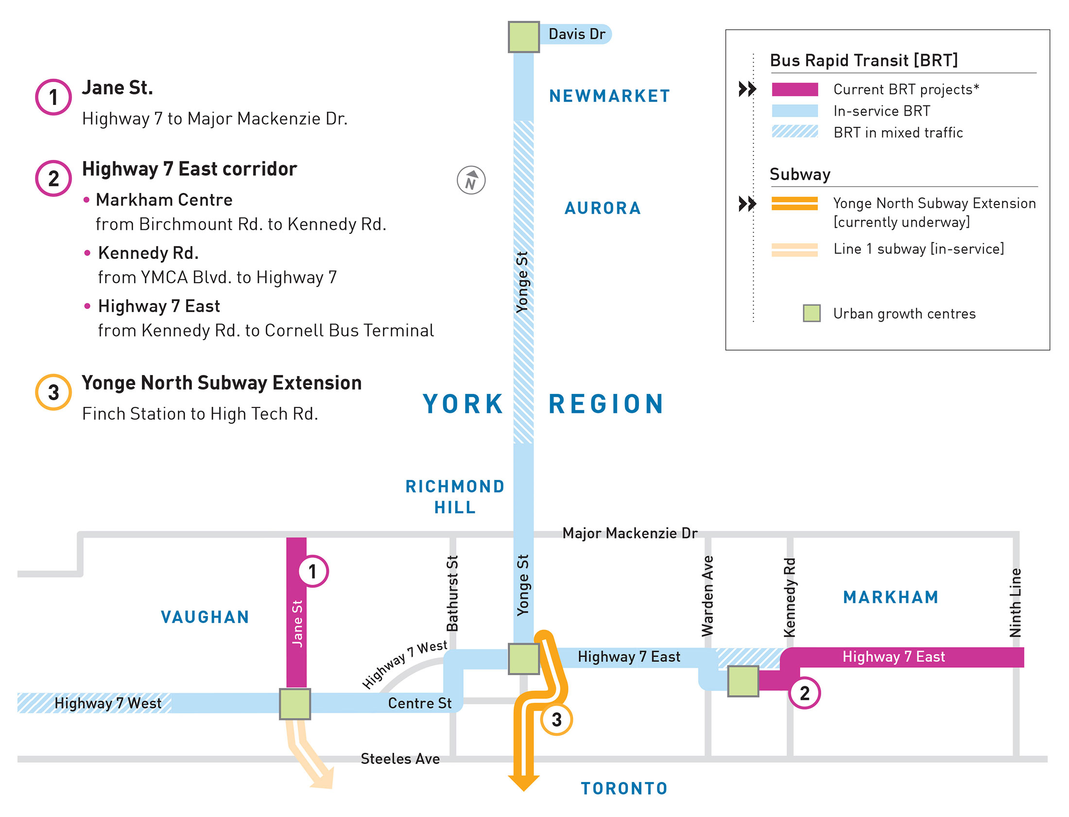 Map of York Regions's Next Transit Project.