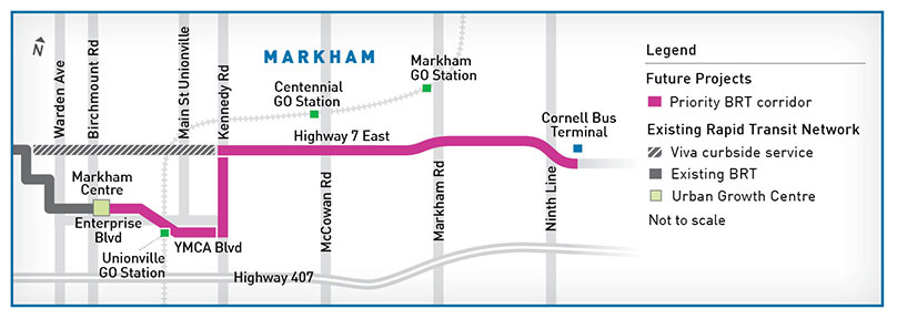 Highway 7 East looking west toward Kennedy Rd.